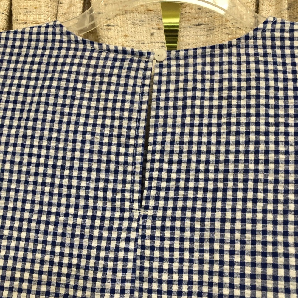 Old Navy Blue & White Gingham Puff Sleeve Tiered Midi Dress - Picture 8 of 9